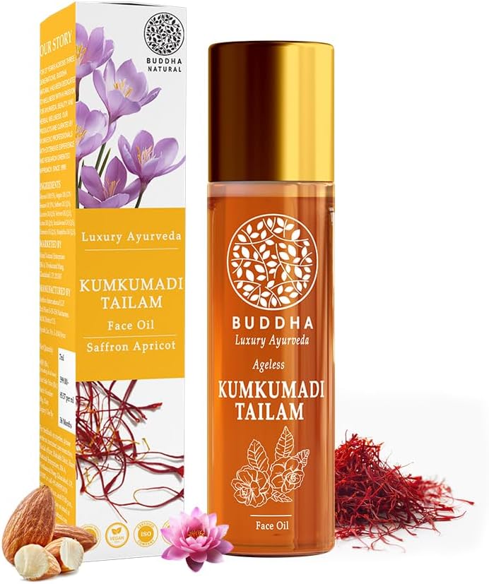 Kumkumadi Tailam Oil for Glowing Face| Enriched with Saffron and Sandalwood | Ayurvedic Herbal Face Oil For Acne, Spots, Pimples | 100% Natural Ayurvedic| For Men and Women | 7 ml