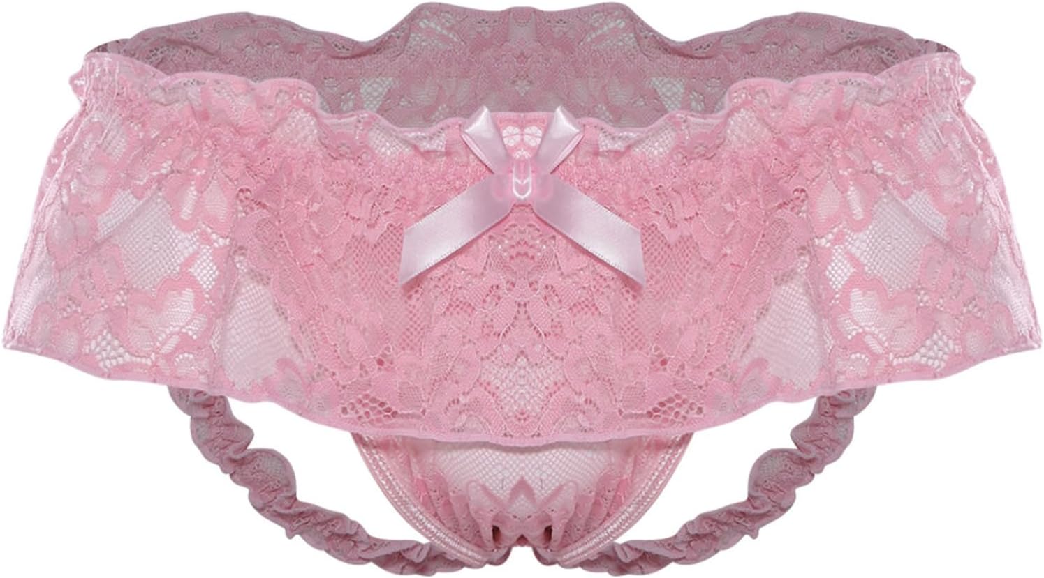 Jelory Mens Sissy Underwear Low Waist Lace Trim Bulge Pouch Panties Transvestite Underpants Lingerie