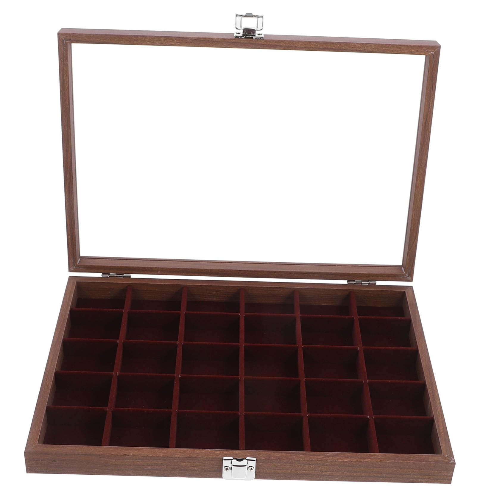 Ipetboom Boîte à Sachets de Thé 30 Compartiments en Verre et Bois Marron avec Couvercle Transparent, Organisateur Élégant pour Rangement Facile la Maison Salle à Manger