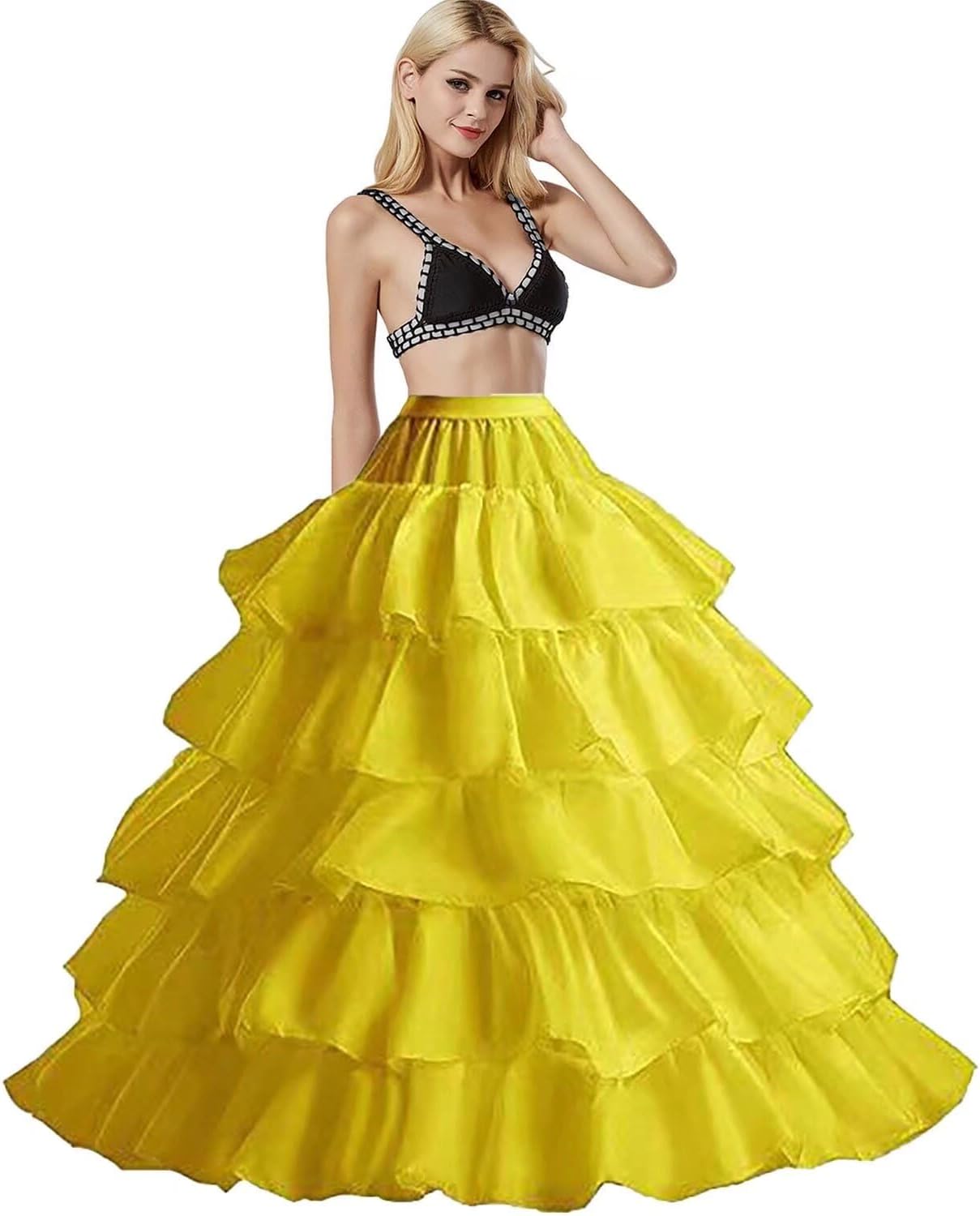HIMRY Reifrock Petticoat Elastisch 1 Ring mit Spitze, One-Size für Gr. 32 bis Gr. 42, Unterrock Crinoline Vintage Retro für Wedding Kleid Ballkleid Housekleid Abendkleid Brautkleid, Weiß, KXB0019
