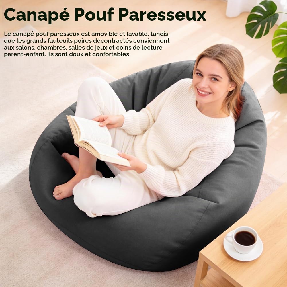 DASIAUTOEM Pouf XL (sans remplissage), Poufs forme goutte uniquement housse, Grand pouf de jeu XL Bean Bag Chair, Pouf sans remplissage pour salon chambre des enfants canapé extérieur déco, 100x120 cm