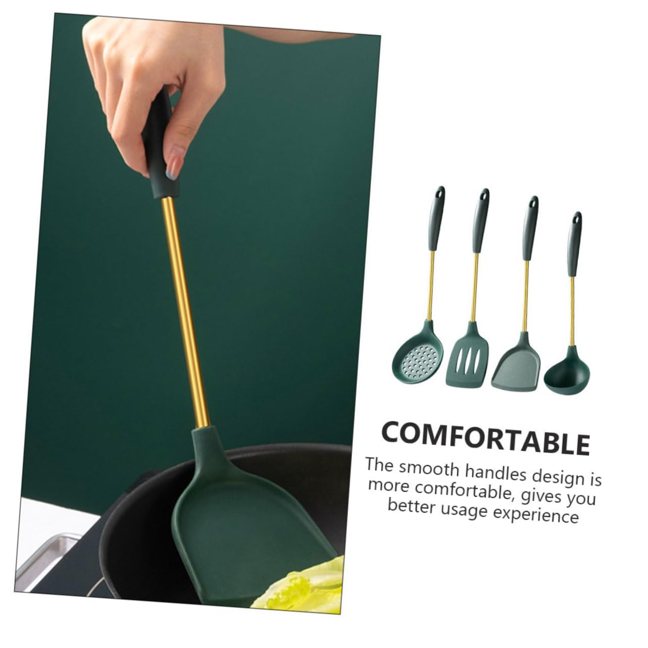 LIFKOME Utensilios De Cocina Espátula y Cuchara Resistentes Al Calor Antiadherentes