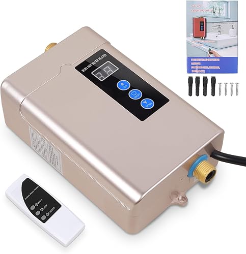Calentador de agua eléctrico sin tanque, pequeño calentador de agua instantáneo para fregadero de cocina, 3000 W 110 V, con pantalla digital LCD