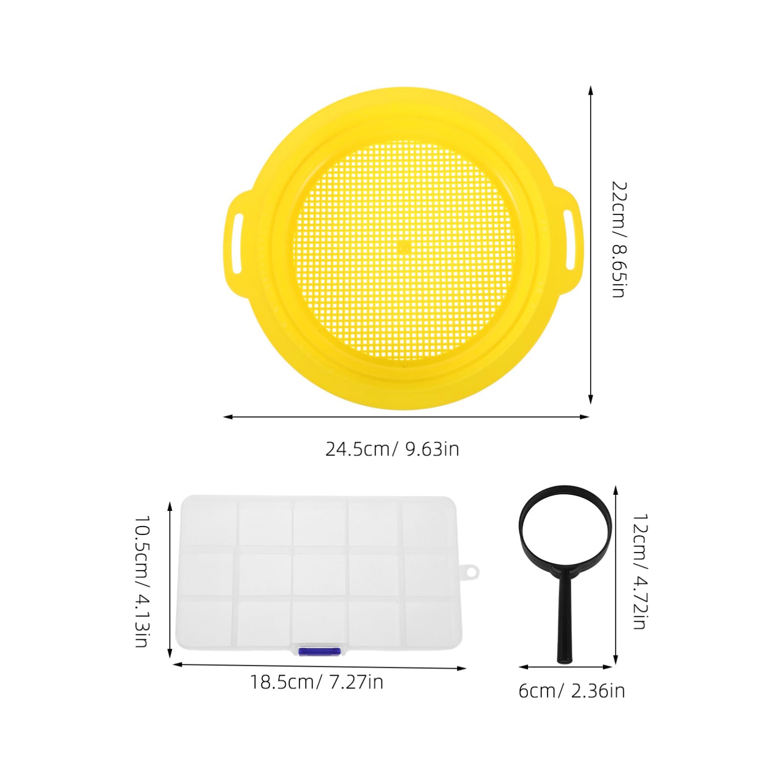 BEBEMOKO 1 Set Efficient Panning Mesh Pan for Portable Sand Sifter Sieve Pan for Gold Prospecting with Magnifier and Storage Case
