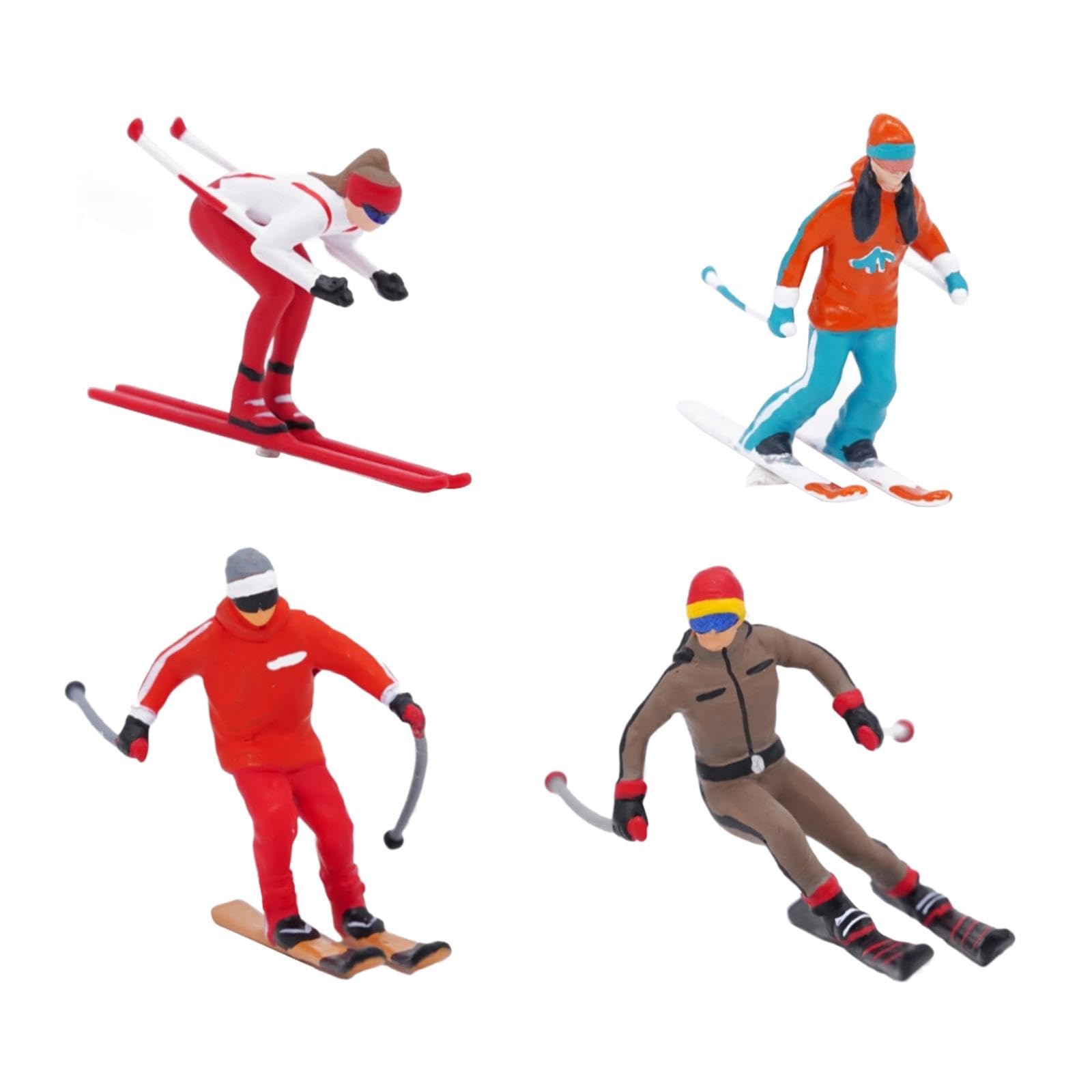 4X 1:64 Sciatore Figurina Tiny People Modello Miniatura Sciatore Modello
