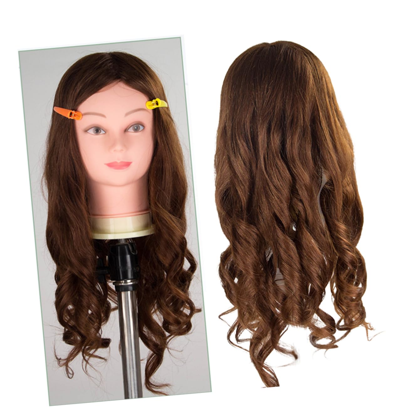 minkissy 1Pc Hair Mannequin Head for Hair Styling Practice Brown Training Head for Salon for Cutting Curling and Perming Compatible with Stand