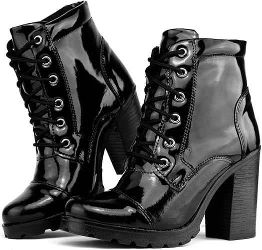 bota cano curto com cadarço salto grosso