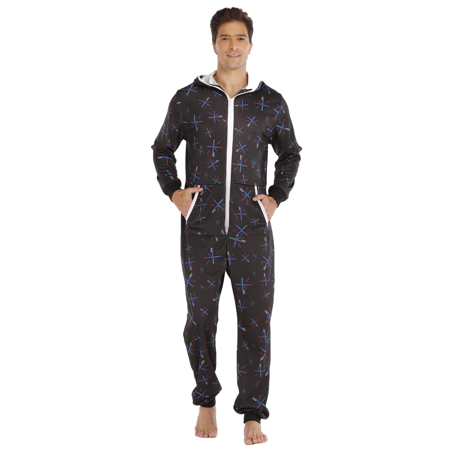 Piżama Onesie Męska Miękka Miękka Wygodne Kombinezon, Jednoczęściowa Piżama