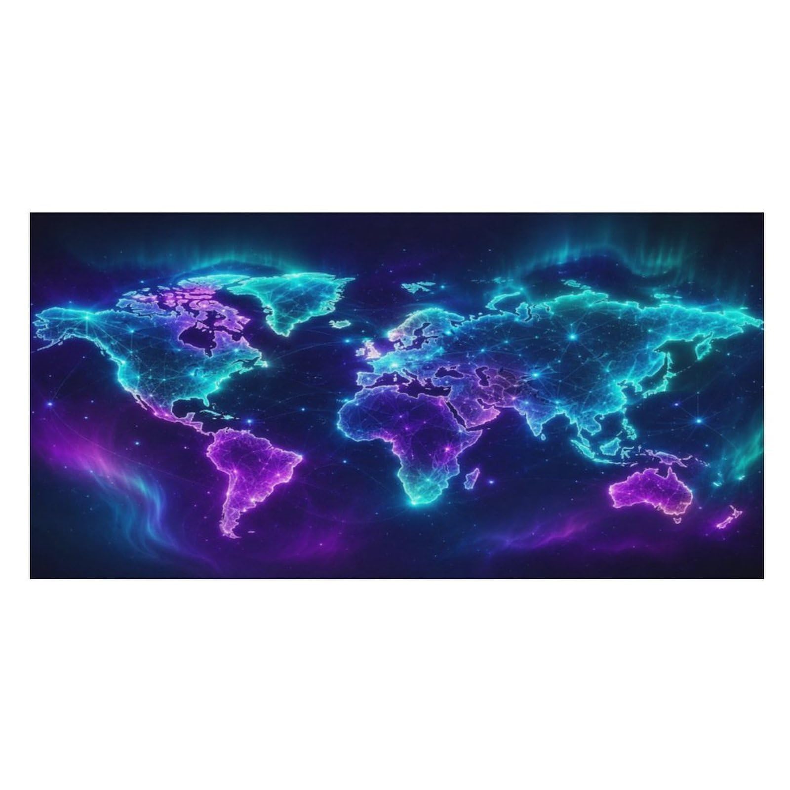 Anceky Glowing World Map Neon Oversized Beach Towel Quick Dry Sand Free Microfiber Travel Towel Lightweight Multi Purpose Beach Blanket Pool Gym Bath Towel 63x31 in