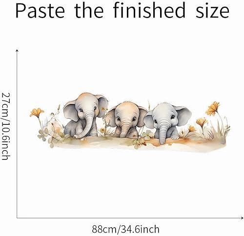 Miniatura 6 de sacinora - Calcomanías de pared de familia de elefantes para bebé, lindas calcomanías de pared de animales de dibujos animados, vinilo extraíble