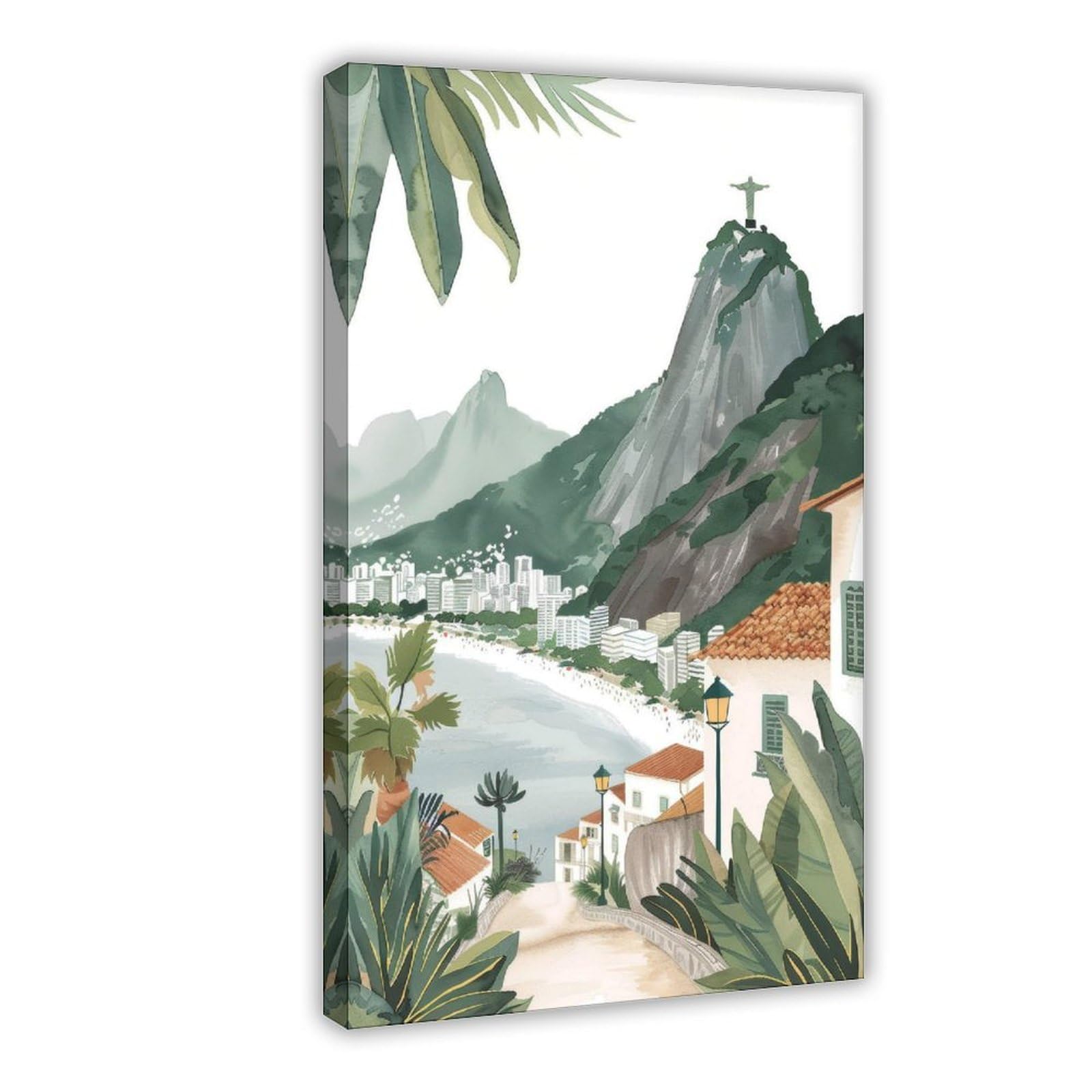 Nffbgfd Watercolor Rio De Janeiro Brasil Art Print Canvas Poster Wall Art Print Picture Paintings 24X36inch(60X90cm)