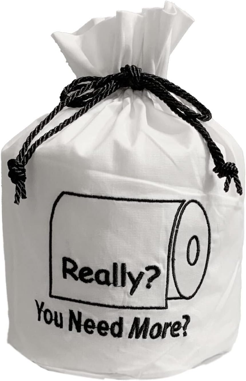 Born Uncommon Funny Spare Toilet Paper Tissue Cover - Reusable & Washable Fabric Tissue Roll Storage Bag with Drawstring Closure - Bathroom Decor for Office, Hotels & Home Toilet Paper Storage
