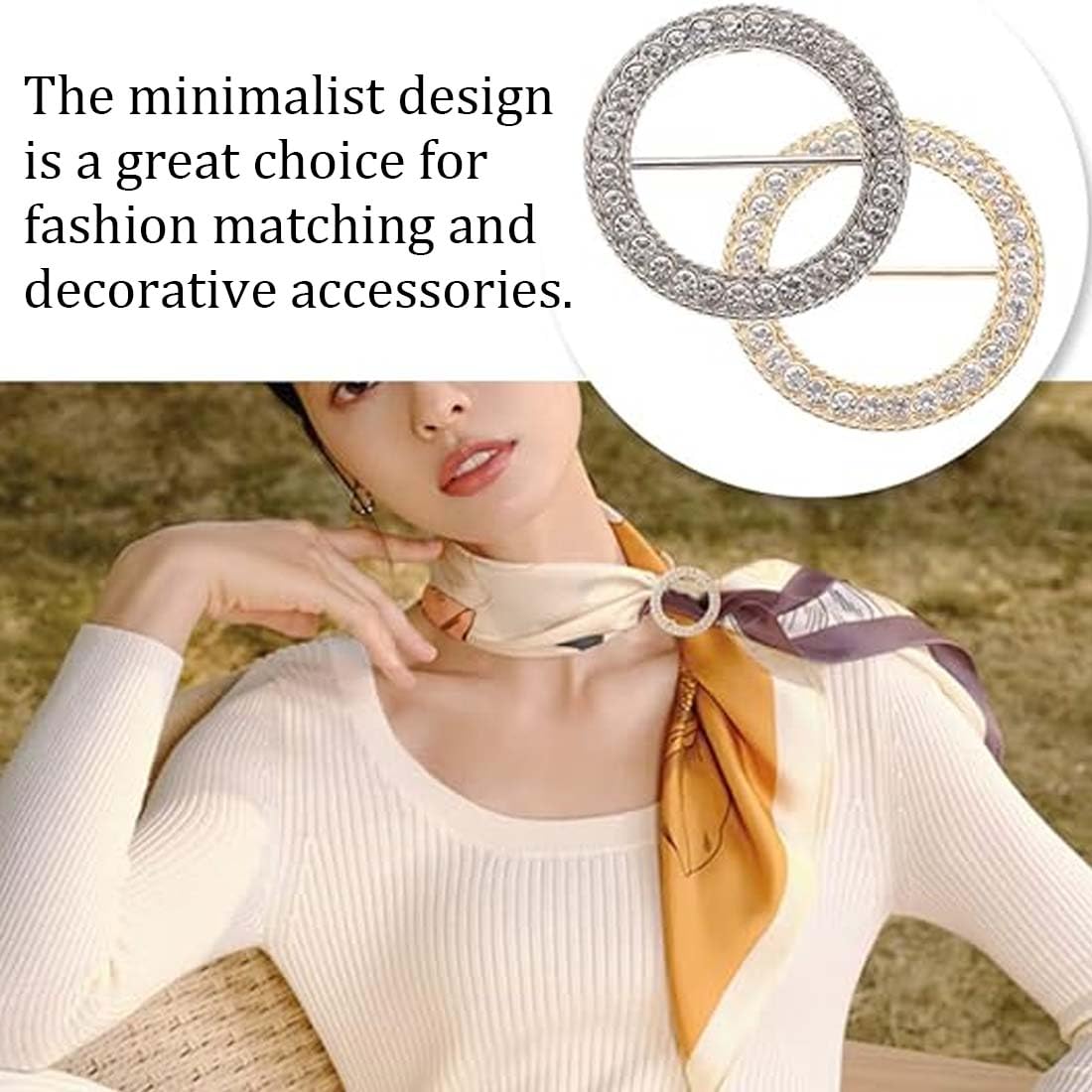 8 Pezzi Di Fermasciapa Ad Anello In Resina, Ovali, Bianchi - Accessorio Moda Per Abiti E Sciarpe - 5