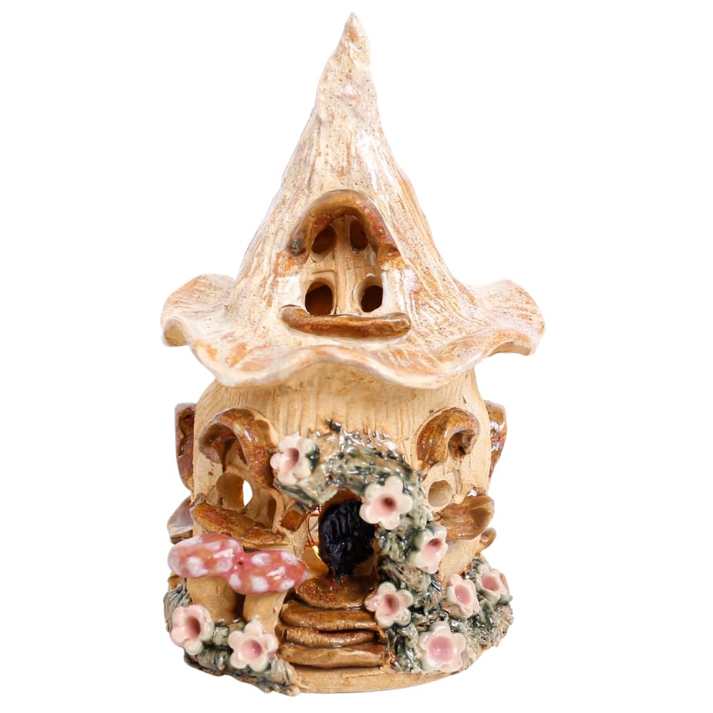 CANDLE HOLDER/fairy house tea light holder/ceramic night light/magic mushroom design