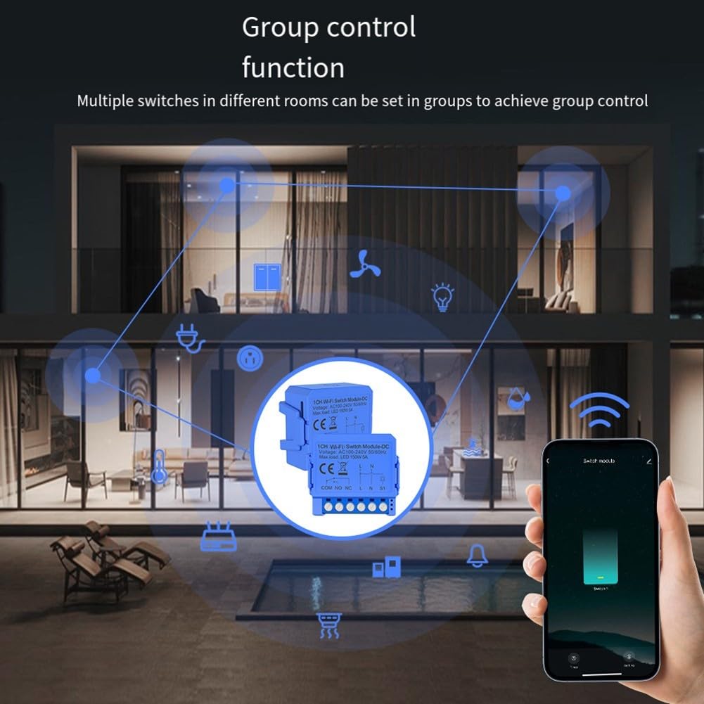 Relé inteligente WiFi de contacto seco, control por voz, temporizador, funciones de programación de cuenta regresiva para Tuya, para control de iluminación, ACS, ventilador de audio (AC110V-240V)