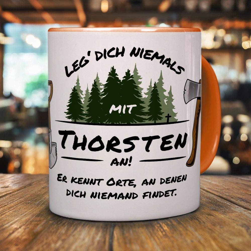 Printplanet Tasse 'Leg Dich Nicht Mit Karl An' – Personalisiert, 325 Ml, Blau, Spülmaschinengeeignet