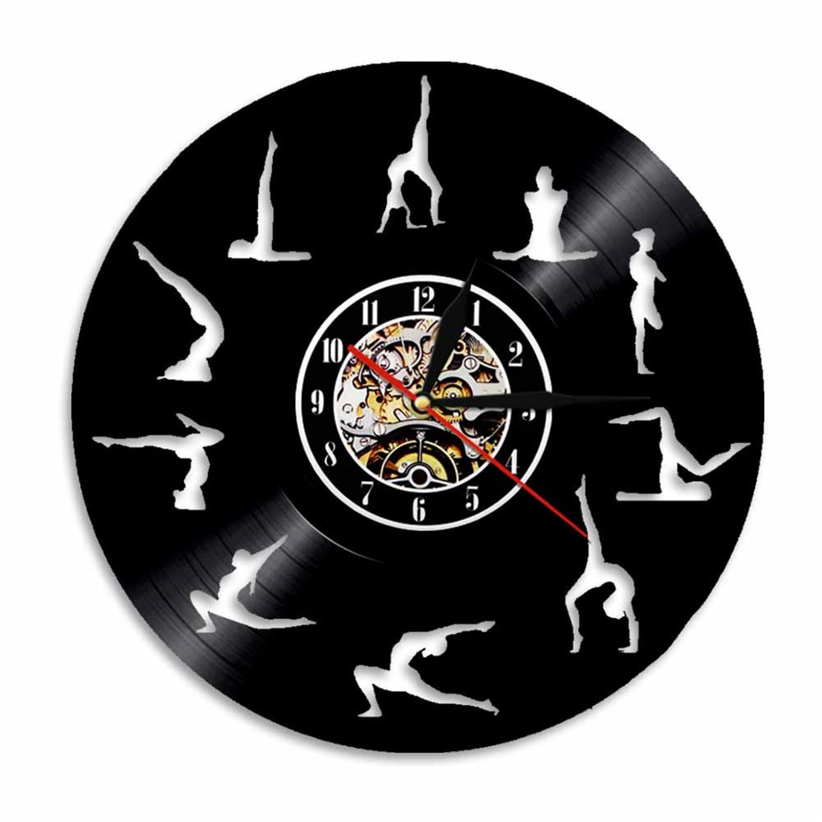 Rekordowy zegar ścienny cichy retro zen dekoracyjny zegarek (z diodami LED)
