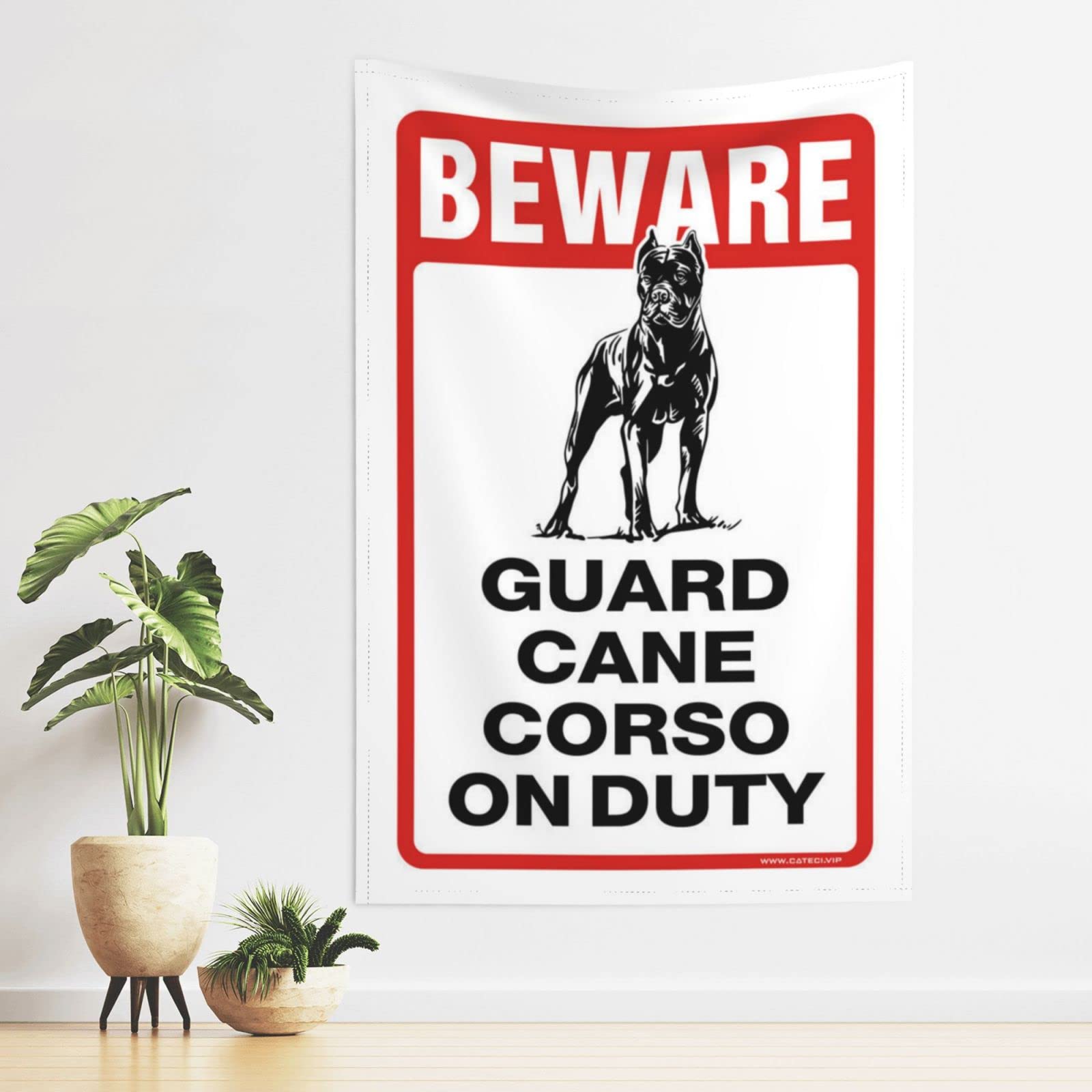 Pravoxi Boys One Color Bedroom Accessories Beware! Guard Cane Corso On Duty Tapestry Tapestry For Wall Tapestry With Words(100X150cm)