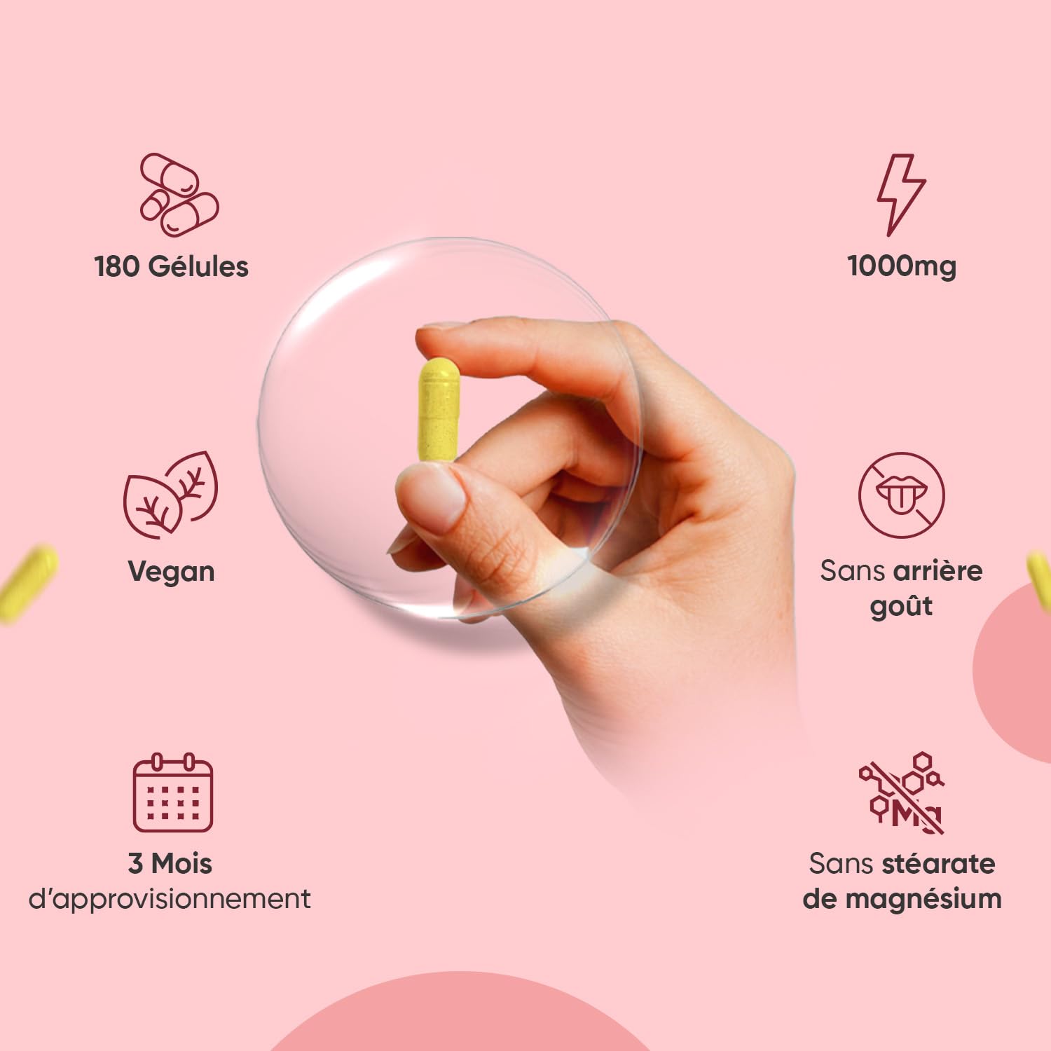 Quercetine 1000mg, 180 Gélules Vegan, Issue d'Extrait de Fleur Sophora Japonica, Quercétine pour 3 Mois, Complément Flavonoïdes et Polyphénols sans Stéarate de Magnésium