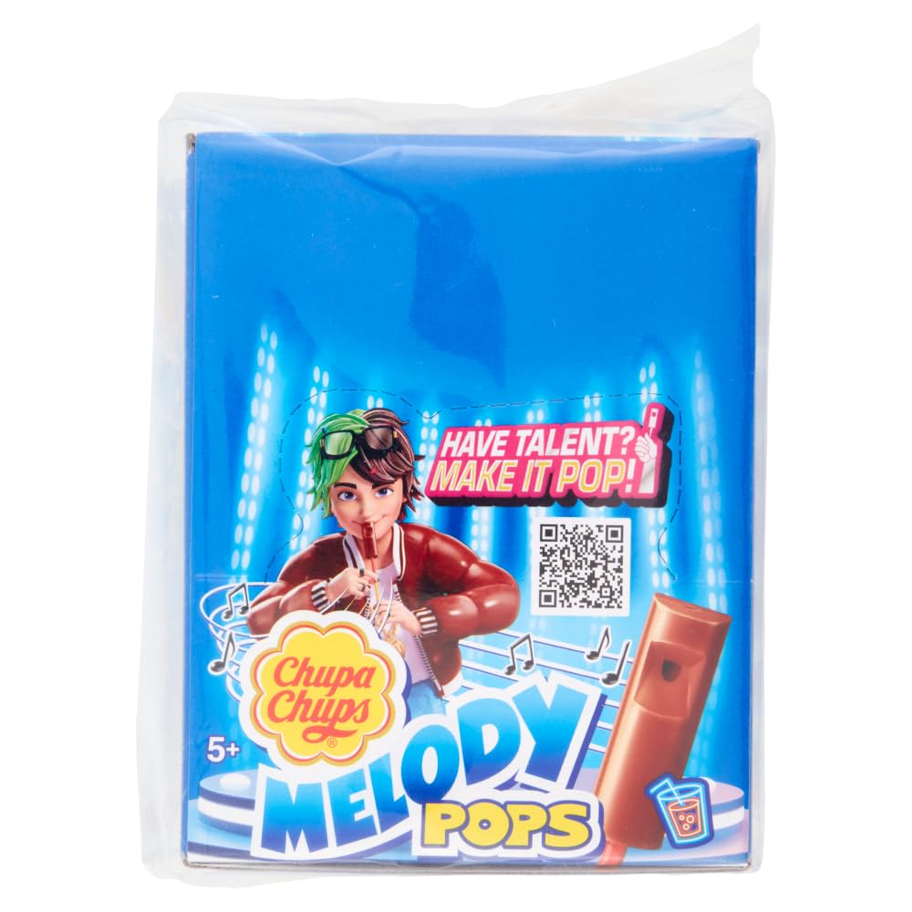 Chupa Chups Melody Pops, Lollipop Fischietto, Gusto Cola, Confezione da 48 Lecca Lecca Monoporzioni, da Condividere con Amici o da portare sempre con te
