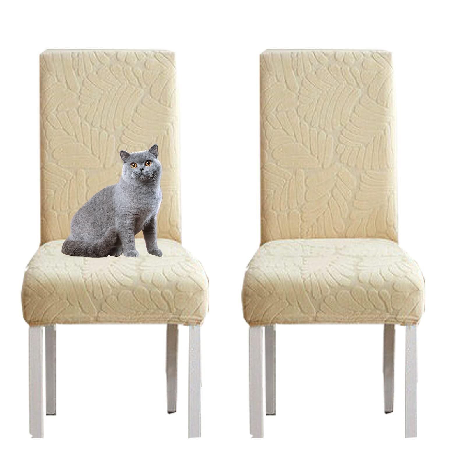 NMVAWIPT Jacquard High Back Stretch Knitted Fleece Chair Covers For Dining Room Home Wedding Banquet Hotel(#2,2pcs)