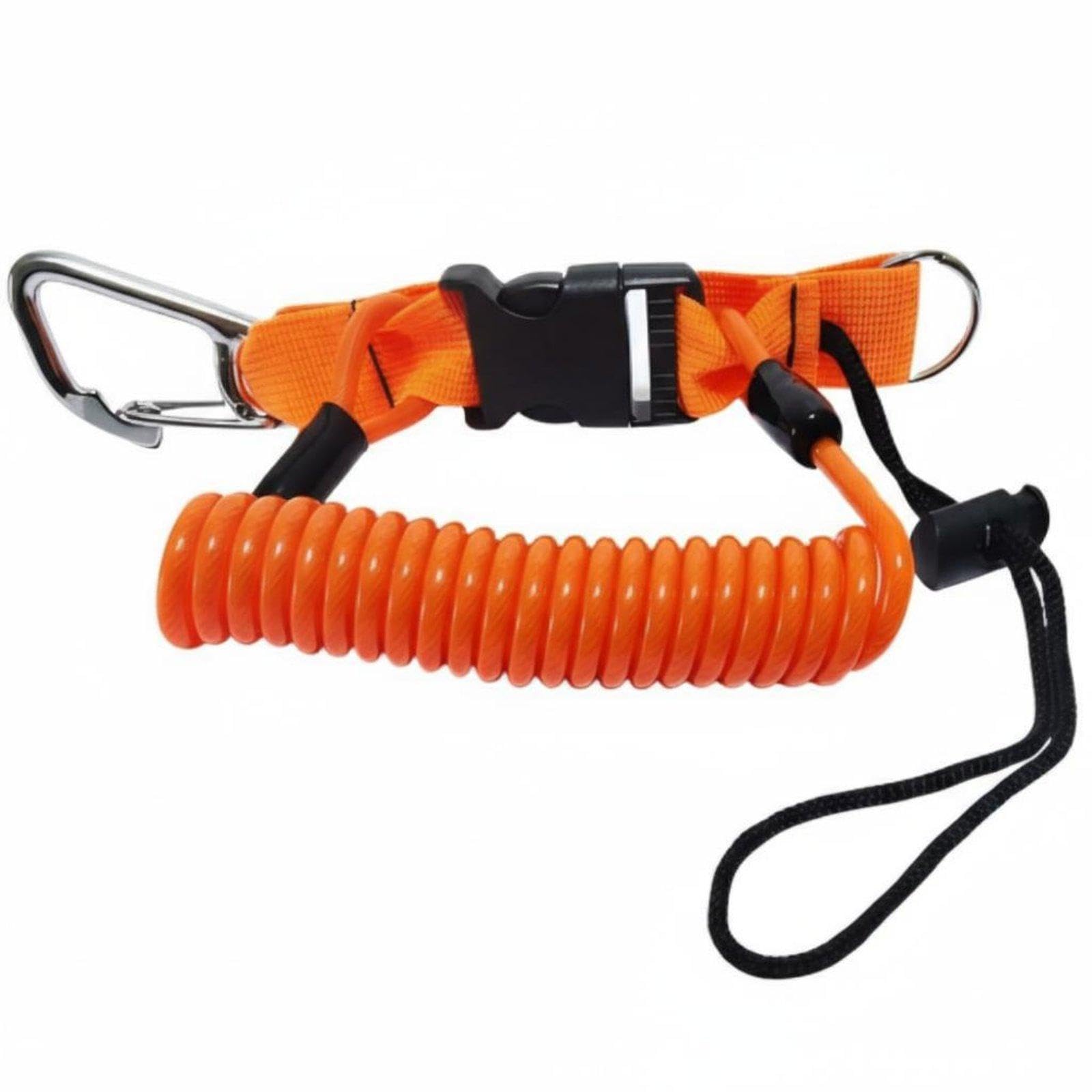 Coiled Camera Lanyard Stainless Steel Core Underwater Camera Leash Elastically Stretchable Spring Coil Lanyard for Snorkelers, Snorkeling, Boating Orange Metal Buckle-image-49