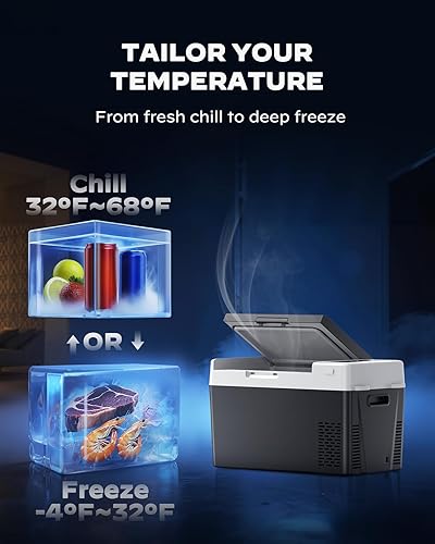 Miniatura 4 de Marsail Refrigerador portátil de 12 V para automóvil, 25 cuartos de galón, de -4 F a 68 F, enfriador de compresor para camping, viajes, camión, casa