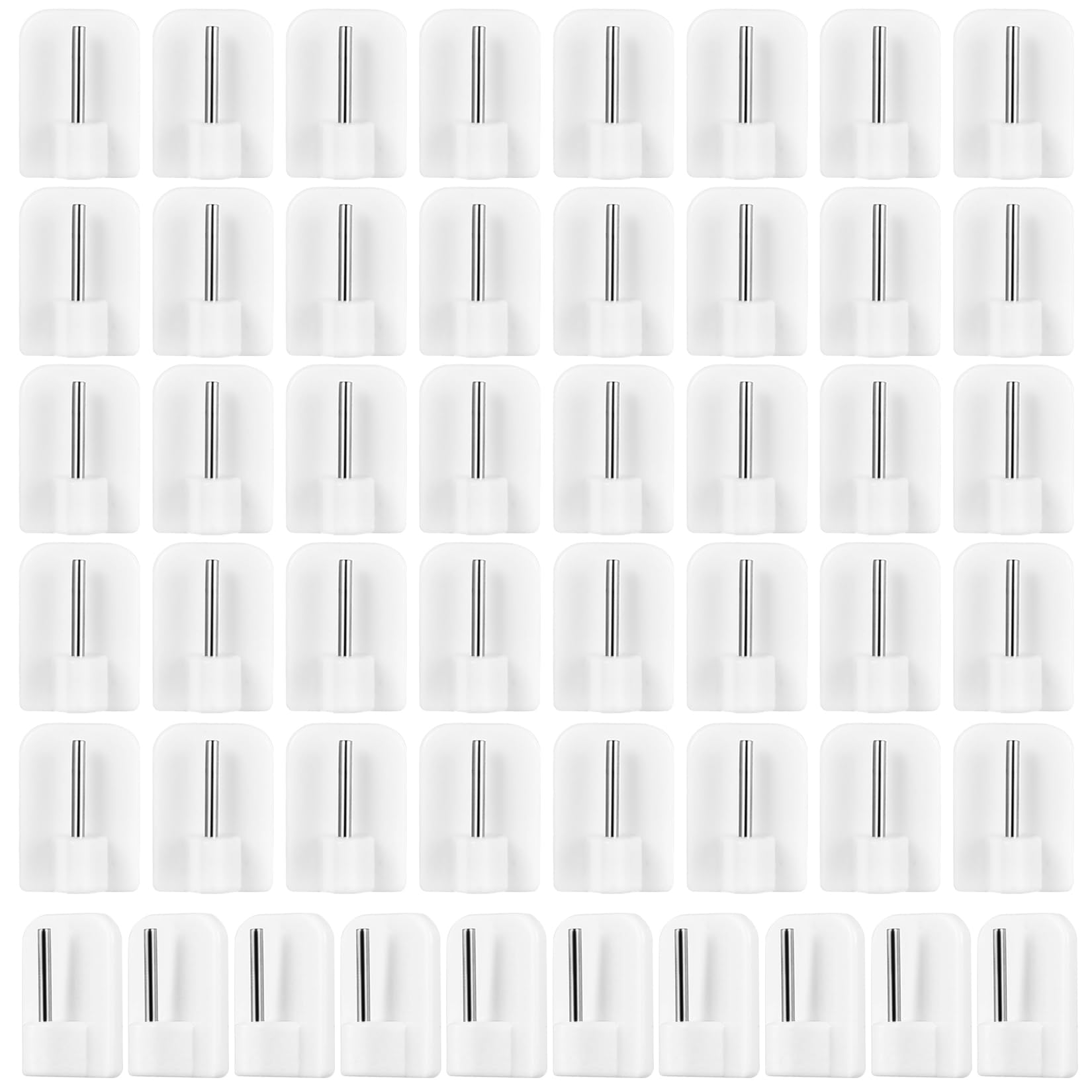 50 Pcs Self Adhesive Net Curtain Hooks, Plastic Sticky Hooks for Hanging, Self-Adhesive Sticky End Window Hook for Net Curtain Rods Curtains Rails Supports in Bathroom Kitchen Bedroom(White)