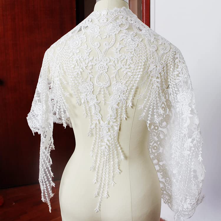 Multicolor Ultra largo paillettes ricamo tessuti di pizzo accessori 60 cm sposa velo da sposa abiti in pizzo fai da te materiali artigianali- bianco, prezzo 3 yard