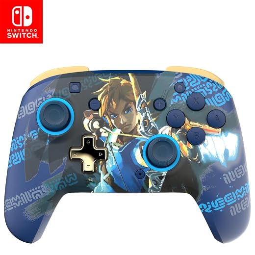 PDP REMATCH Enhanced Wireless Nintendo Switch Pro Controller - Rechargeable Battery Powered, Link Hero (Glow in the Dark)
