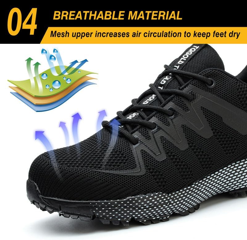 Steel Toe Shoes for Men Women Comfortable Safety Shoes Lightweight Steel Toe Slip Resistant Sneakers Indestructable Construction Work Shoes