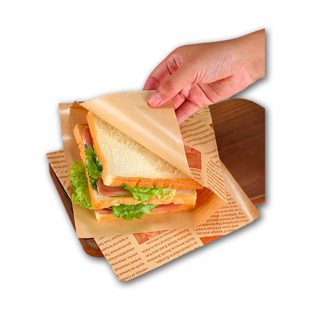 Amazon｜SNOW.MK バーガー袋 ハンバーガー 包み紙 100枚入 大きめ