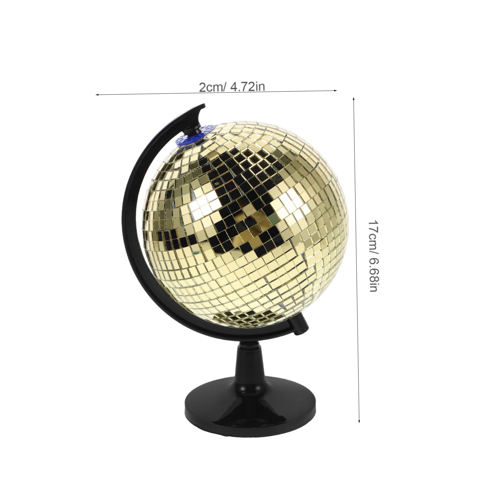 CORHAD Golden Reflective Disco Ball Globe for Home Decor Office Desk Party Decorations Sparkling Rotating Mirror Ball with Light Effects Table Decor for Events and