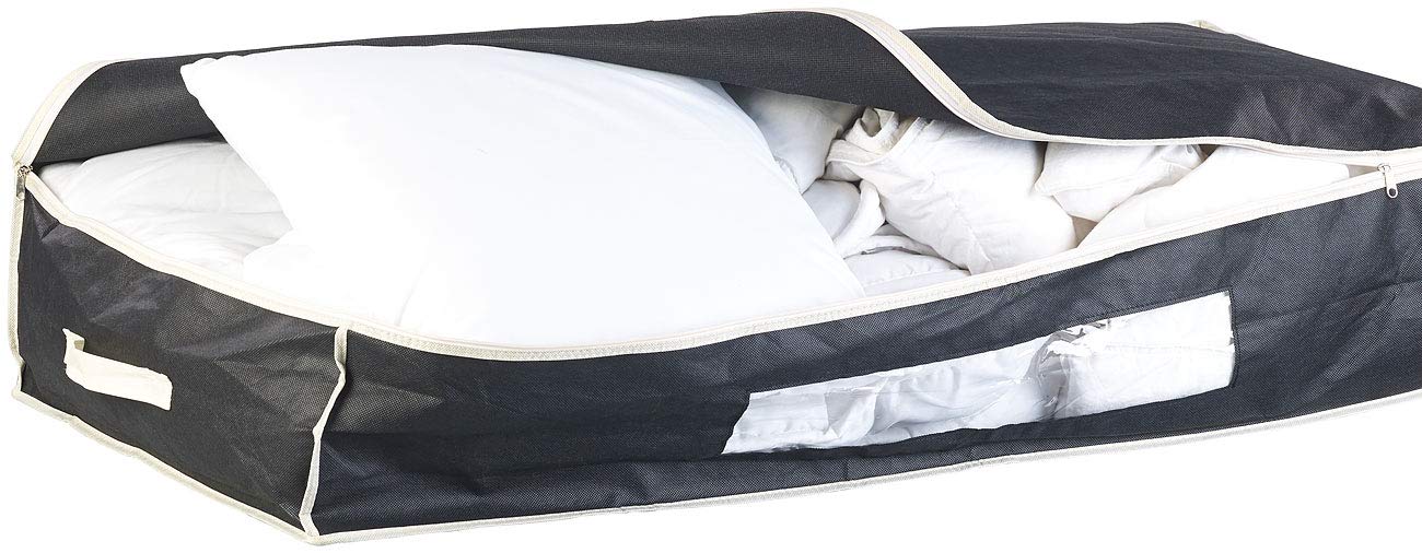 infactory Unterbett Aufbewahrung: 4er-Set Unterbettkommoden mit Sichtfenster & Handgriffen, 100x48x18 cm (Kleider-Aufbewahrung-Boxen, Allzweckbox, Decke)
