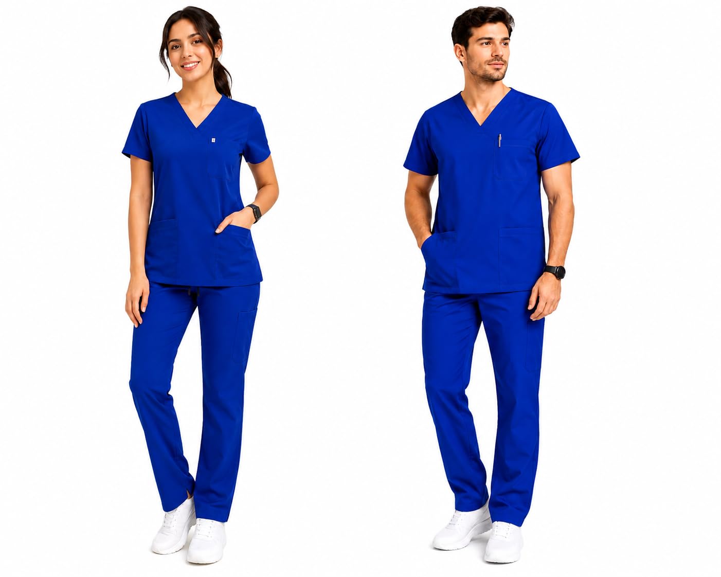 UNISEX ROYAL BLUE V-NECK SCRUB SUIT FOR MEN & WOMEN | Breathable Fabric, Multiple Utility Pockets, Wrinkle & Fade Resistant, Relaxed Fit Pants, Sizes S to 3XL-image-38