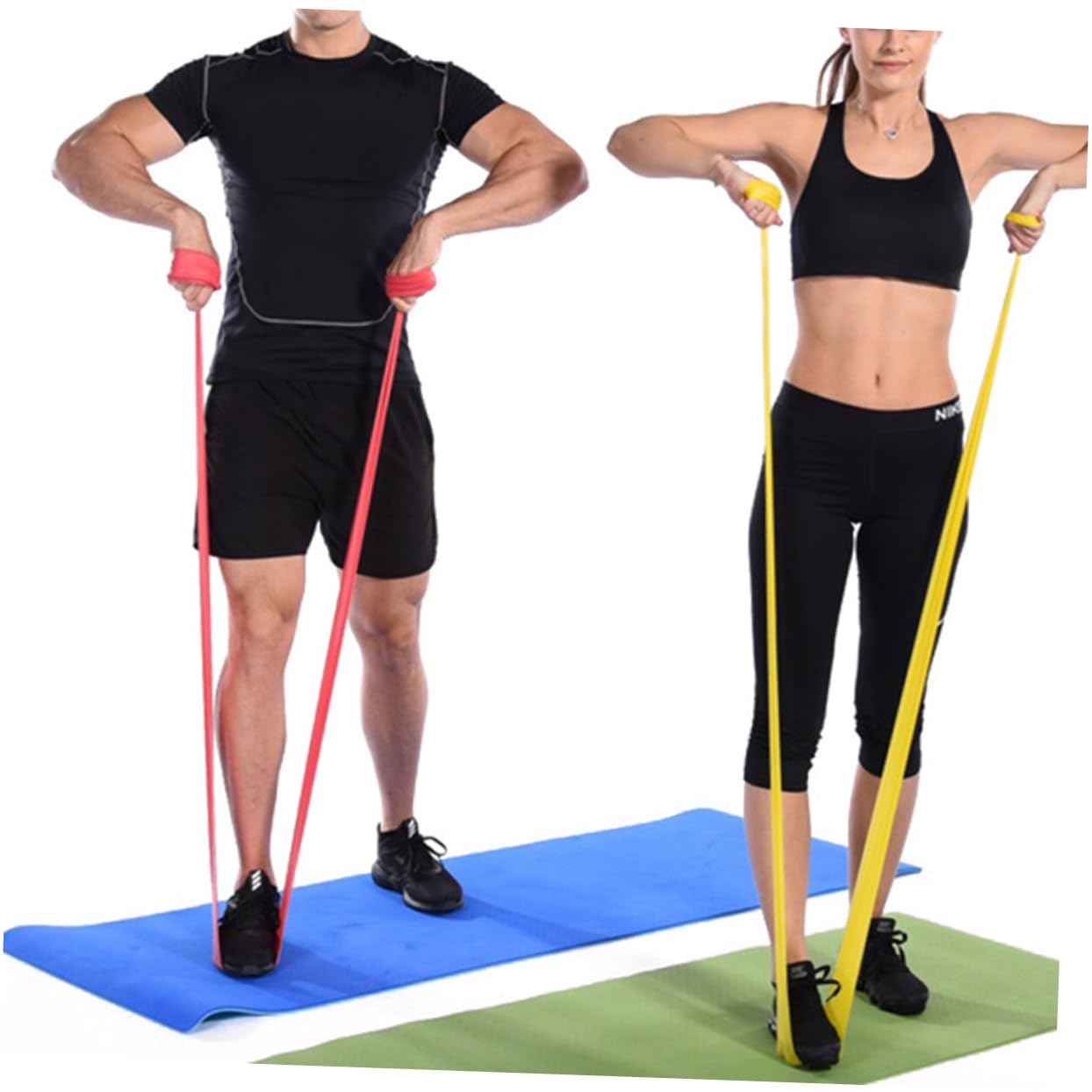 VICASKY 9 Bande Elastiche Resistenza in Lattice Naturale per Yoga e Allenamento Fitness Fasce Elastiche Resistenti per Stretching e Potenziamento Muscolare Leggere e e Rosso