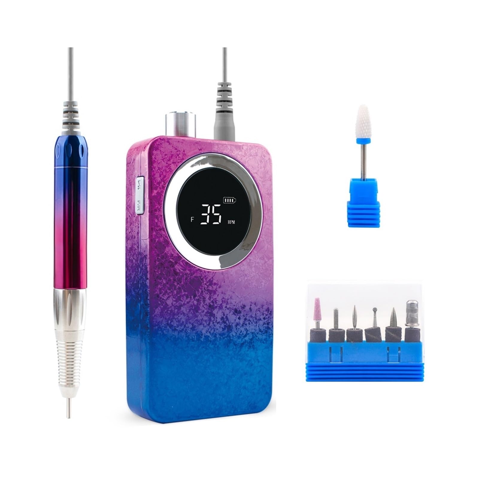 Batteria per scooter elettrico a ricarica rapida, Trapano for unghie cordless portatile con impugnatura senza spazzole, manicure ricaricabile 35000 giri/min, trapano elettrico for lima for unghie Wire