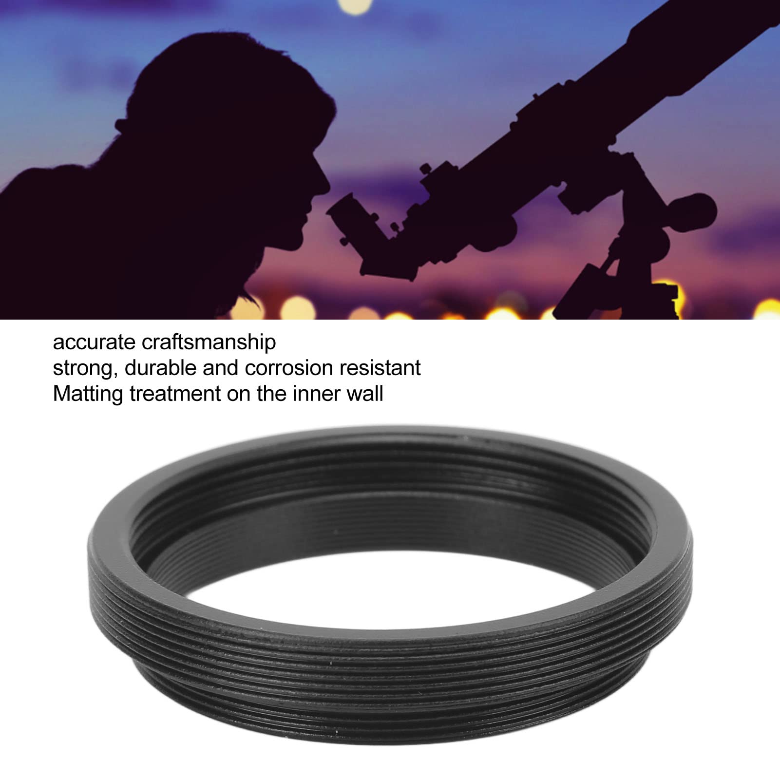 Telescope Adapter Ring Seamless Connection M48X0.75mm Male Thread to M42X1mm Female Thread Matting Treatment for Preventing Radiation