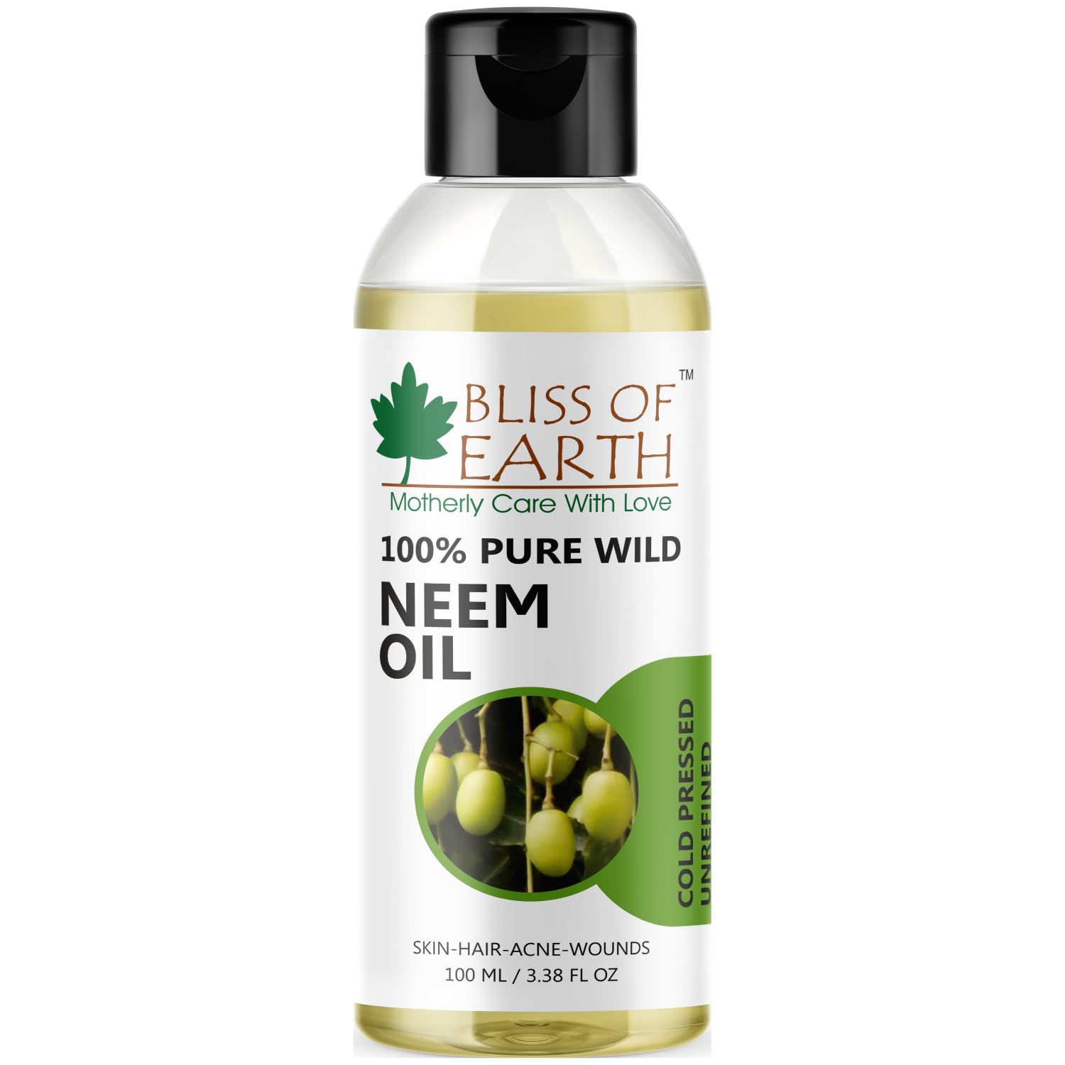 Neem Oil for Plants, Cold Pressed Neem for Skin Care, 100% Pure Wild Crafted Oil for Hair & Scalp Health, Chemical-free Insecticide Indian Lilac for Repelling Pests – 100ml