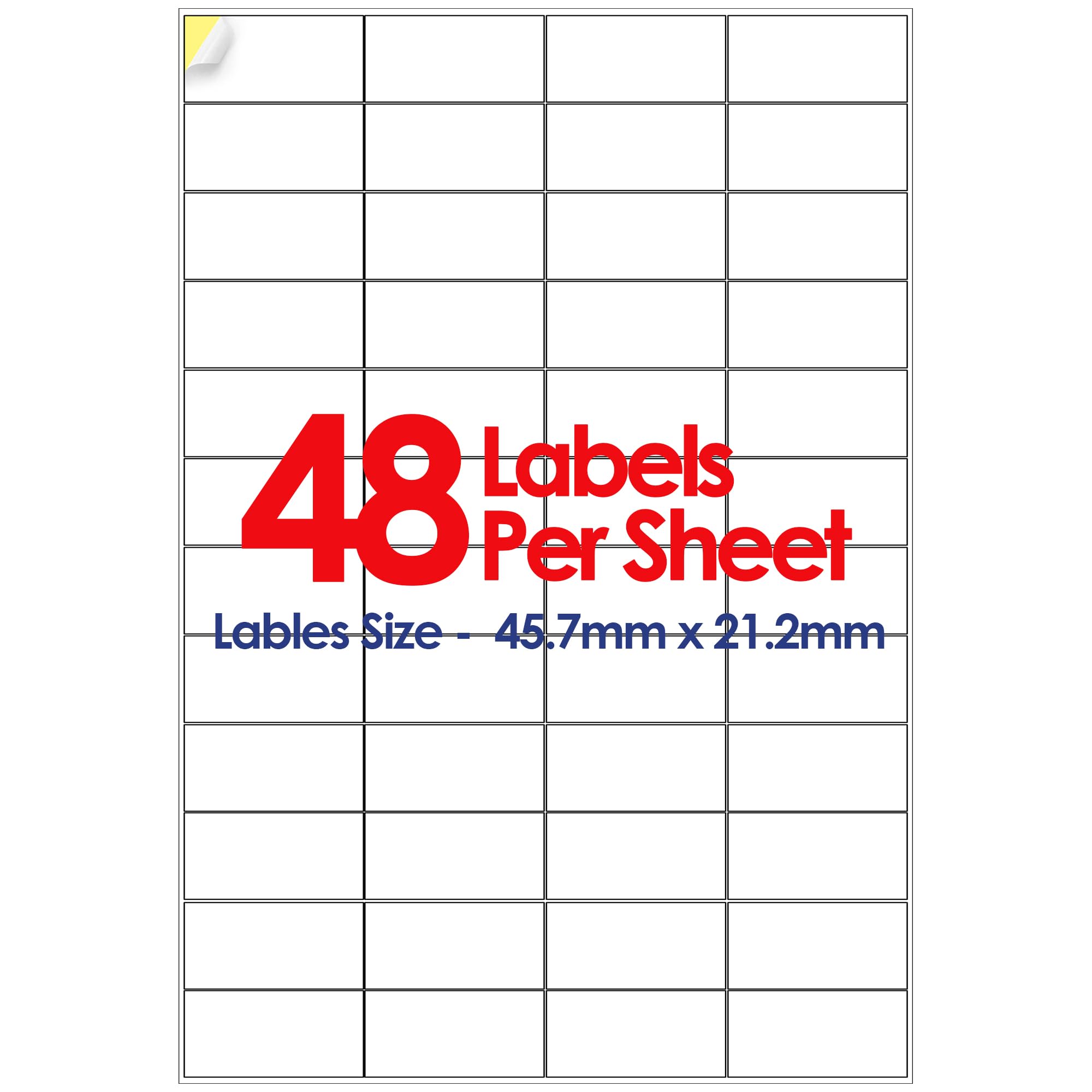 YUNJU A4 Self Adhesive Address Labels, 48 Label Per Sheet, 20 Sheets, (45.7 x 21.2MM) 960 Labels