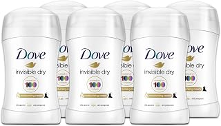 Dove Invisible Dry Stick antyperspirant z 1/4 kremu nawilżającego – bez plam, ochrona do 48 godzin, z odżywczym olejkiem – dla kobiet i mężczyzn, 6 sztuk