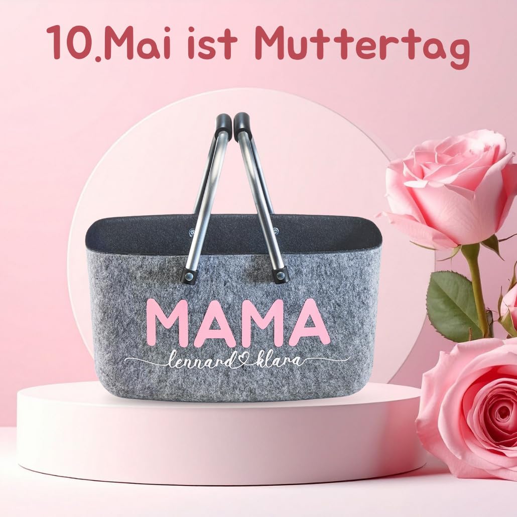 Kobolo personalisierbarer Filzkorb 36x22x18 cm Schwarz