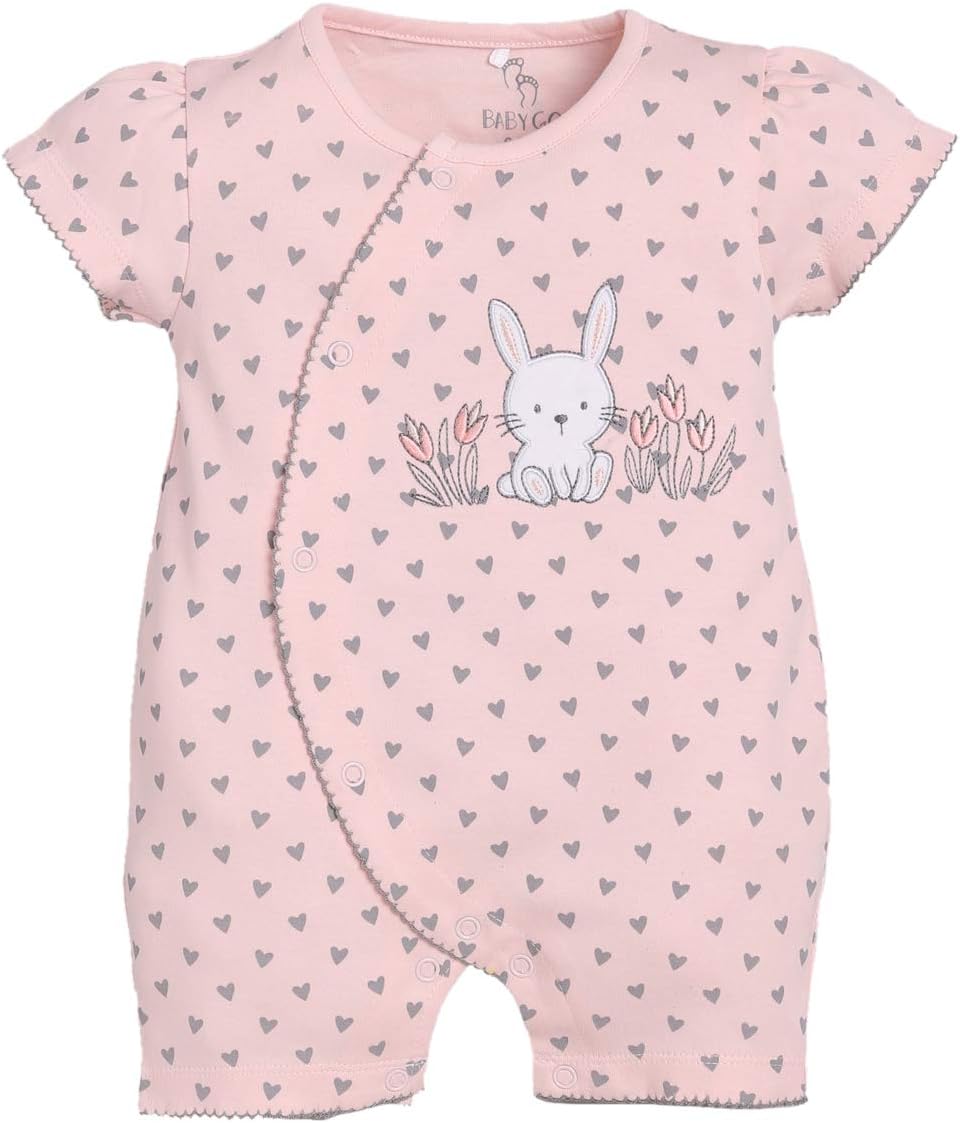 BabyGo Half Sleeves Baby Romper| 100% Cotton Rompers for New Born Baby| Baby Dress | Sleepsuit for Baby Girls| Onesies| 0-3M| 3-6M| 6-9M| 9-12M| Infant Clothes