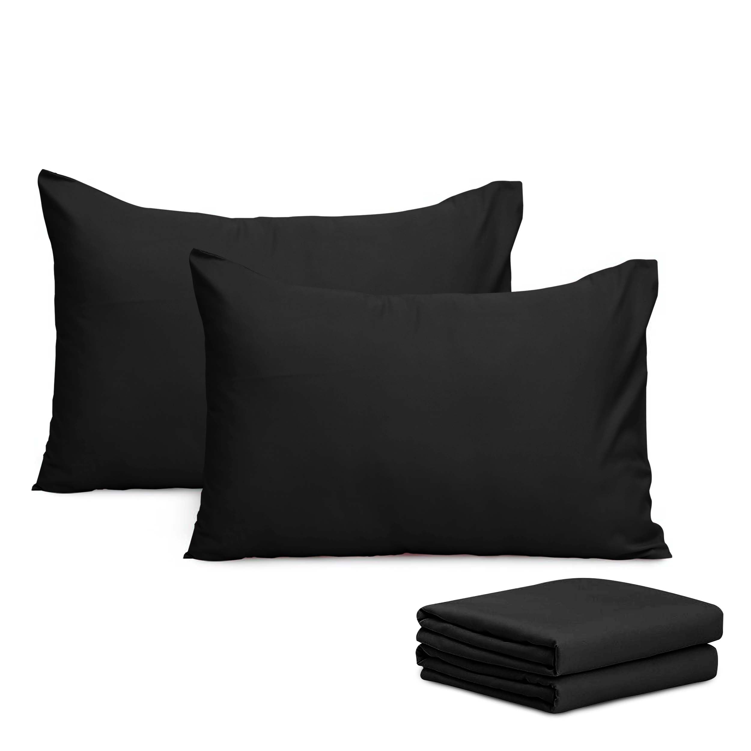 Imperial Rooms Pillow Cases 4 Pack Super Soft Easy Care Fade Resistant Hypoallergenic Brushed Microfibre Pillow Covers (Black, Pillowcases 4 Pcs)