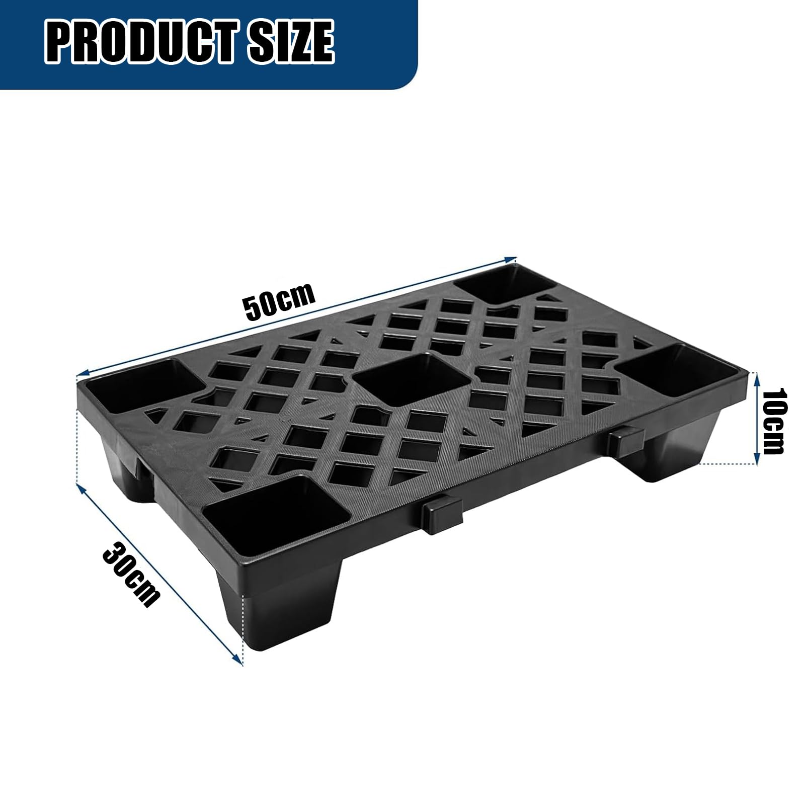4pcs Pallet in Plastica Nero,Bancali Incastro Impermeabile Magazzino, per supermercati, garage e magazzini, 50x30x10 cm