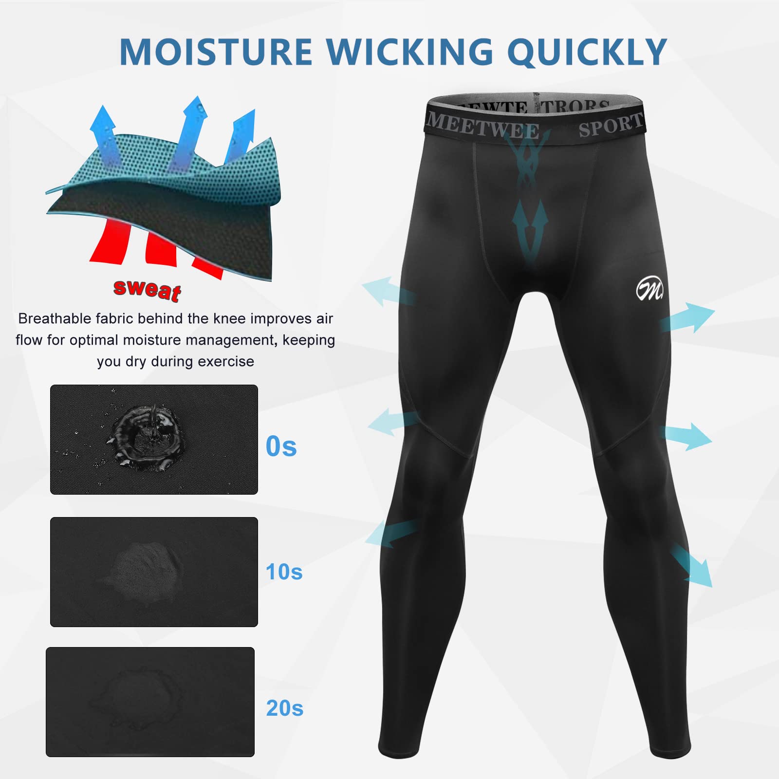 MEETWEE Men's Compression Sports Leggings Uomo