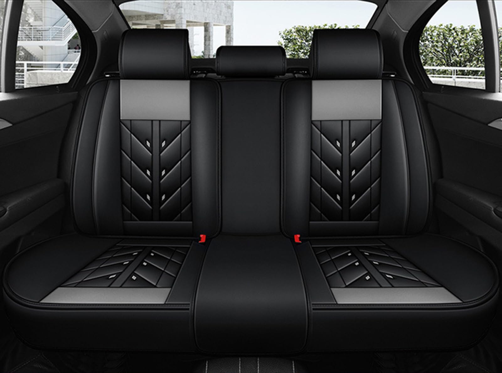 Coprisedili, coprisedili in pelle copertura completa per camion SUV | Coprisedili Set completo, Coprisedili per auto in pelle impermeabili, Protezione universale per sedili per