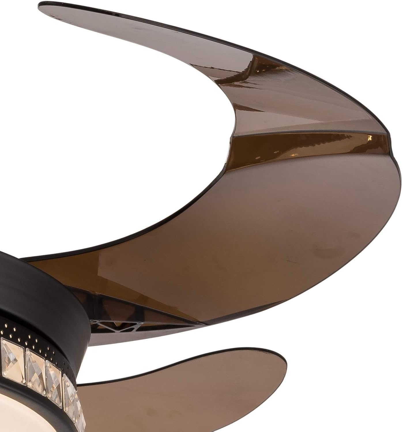 TFCFL 42 Inch Invisible Ceiling Fan with Remote Control,Modern Fan Chandelier with LED Lights 3 Color Changes, Crystal Ceiling Fan Lights for Living Room Bedroom… (Black)