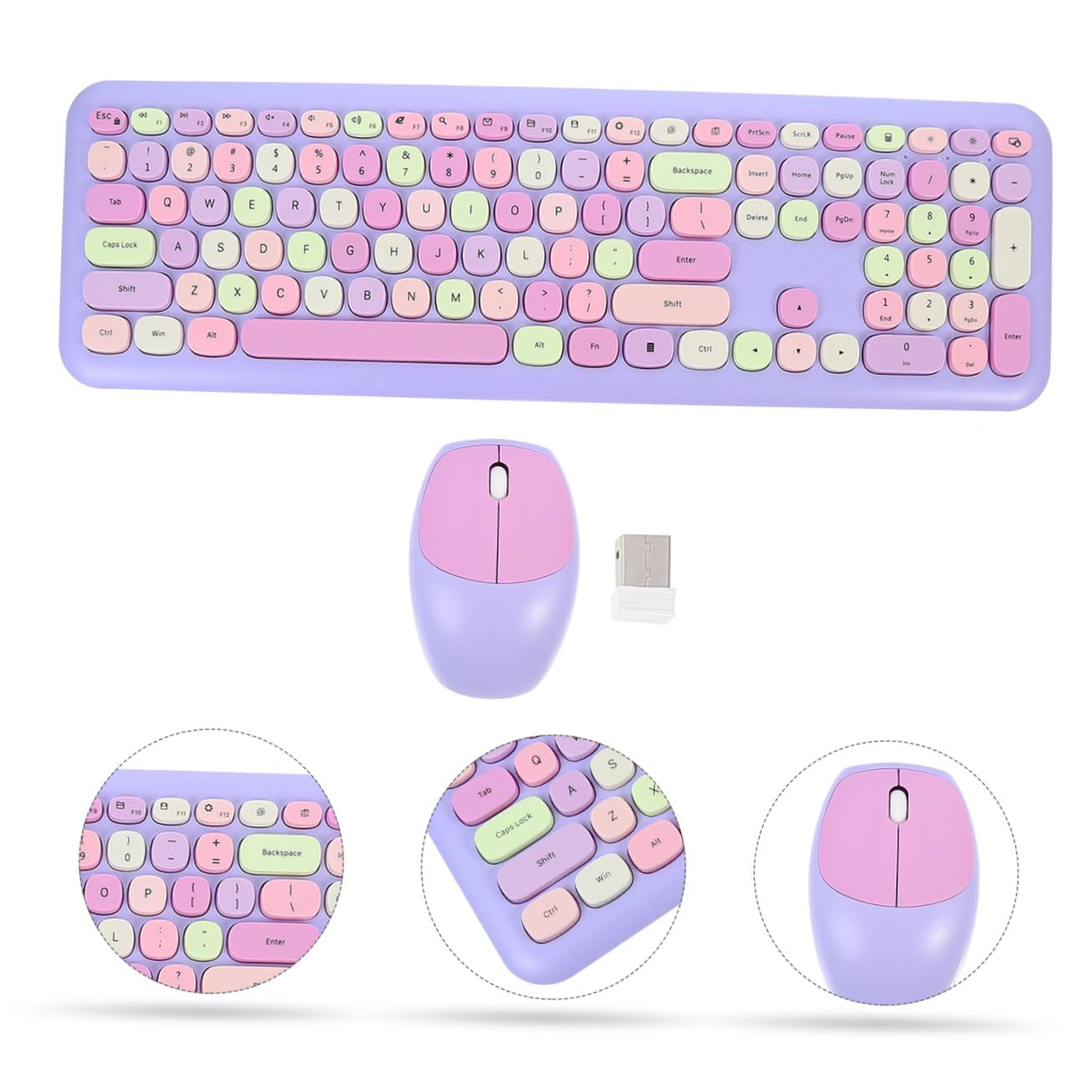 Housoutil Set Tastiera e Mouse Wireless Ergonomici in Abs, Connessione Ricevitore Usb, Compatibili con Sistemi Operativi, per Laptop e Desktop, Lavoro e Giochi