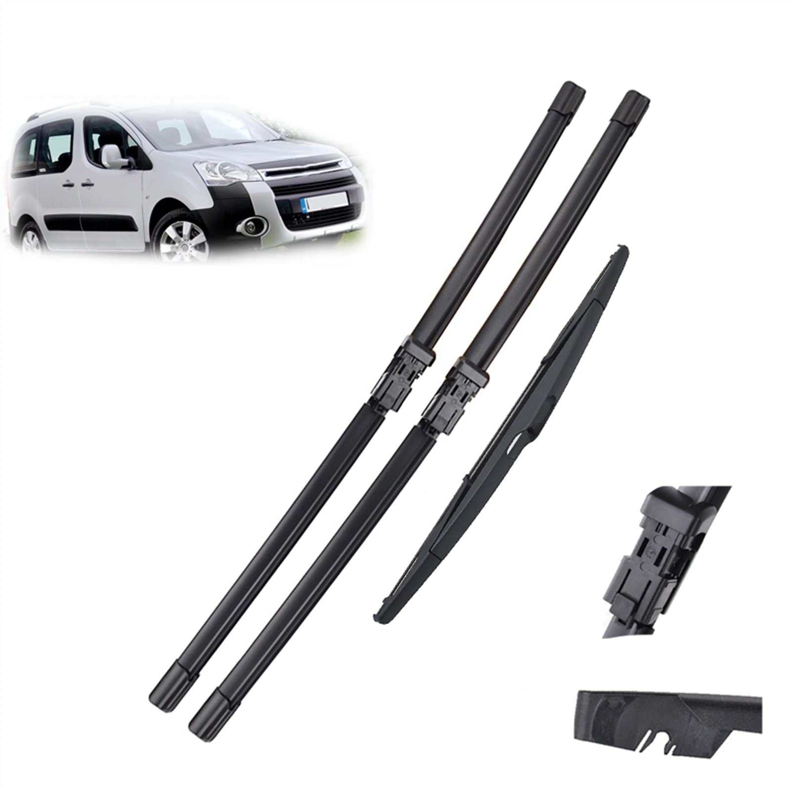 Essuie-glace Citroën Berlingo B9 bruyants ? Solution kit complet balais avant arrière 26"+16"+14"